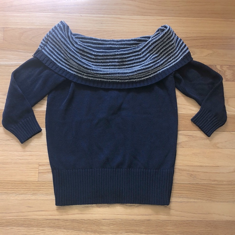NWT Loft Off-shoulder Navy/White Nautical Sweater